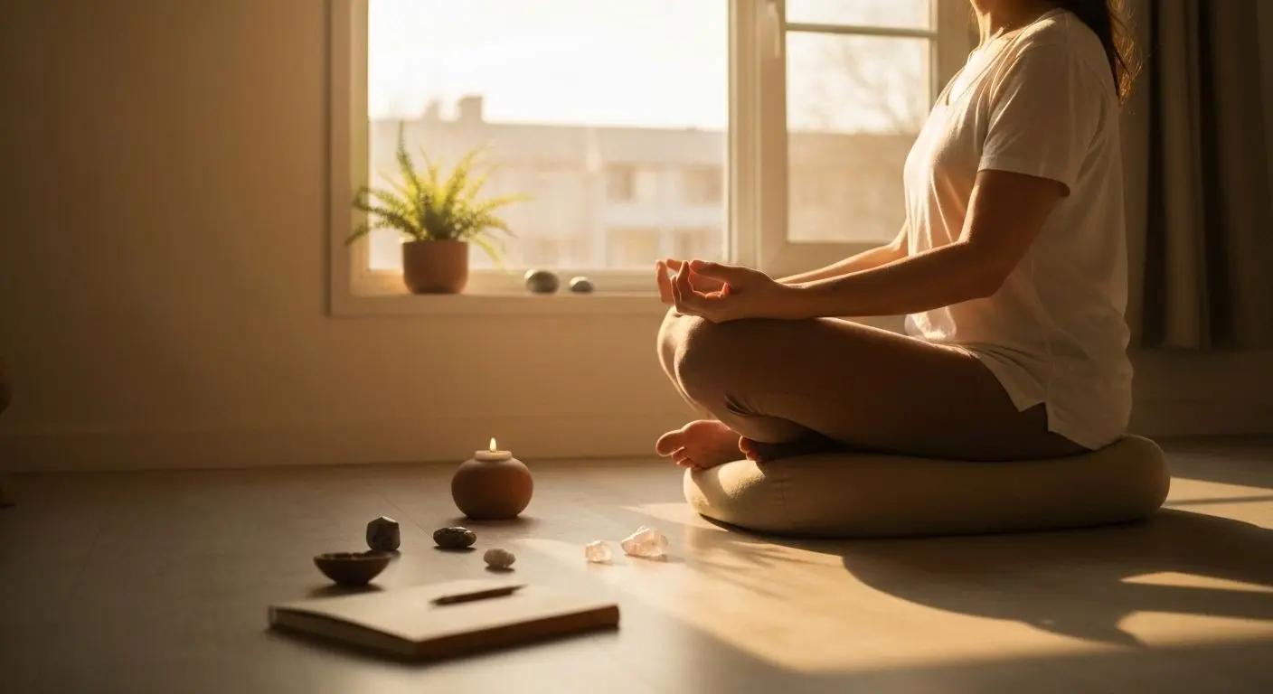 Meditation and peaceful self care in a warm setting